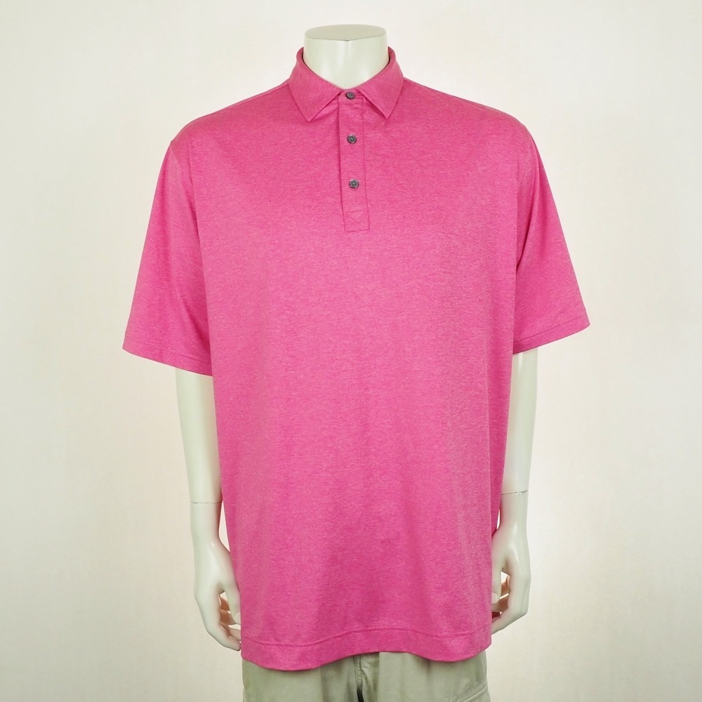 FootJoy FJ Golf Polo Shirt Mens XL Heather Pink Placket Performance Lisle Blend